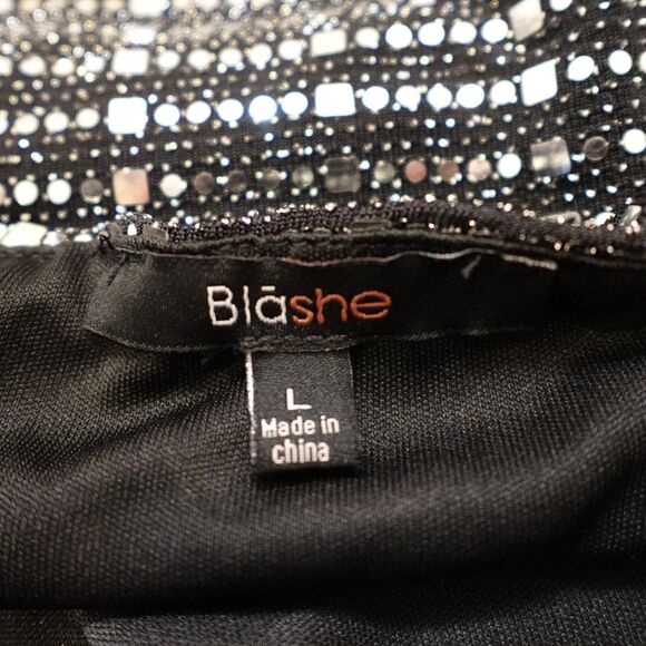 NWT Blashe Sequin Sparkly Halter Top Large Black Silver Festival Club Concert - Picture 4 of 16